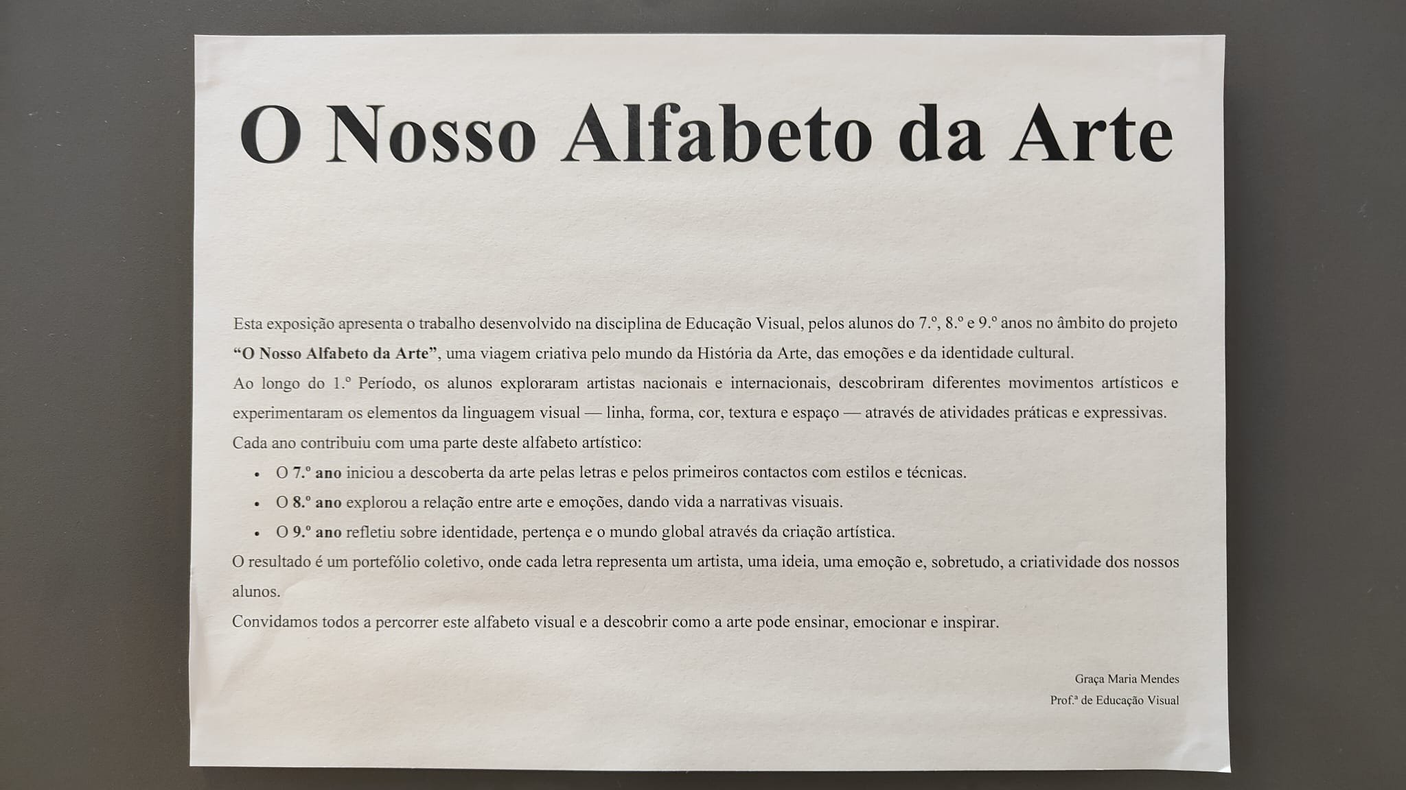 “O Nosso Alfabeto da Arte” esteve em exposição